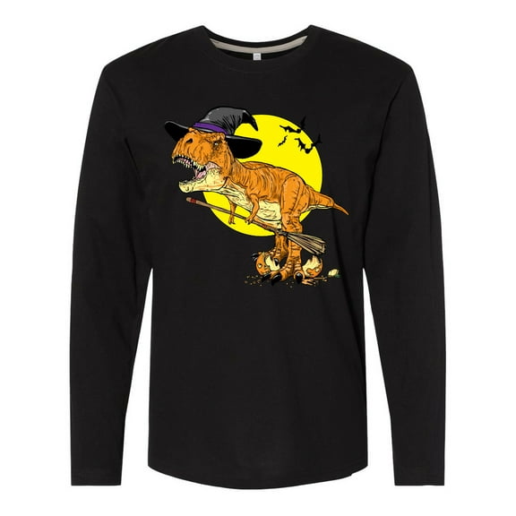 Inktastic Roaring Tyrannosaurus Rex Witch on Halloween Long Sleeve T-Shirt