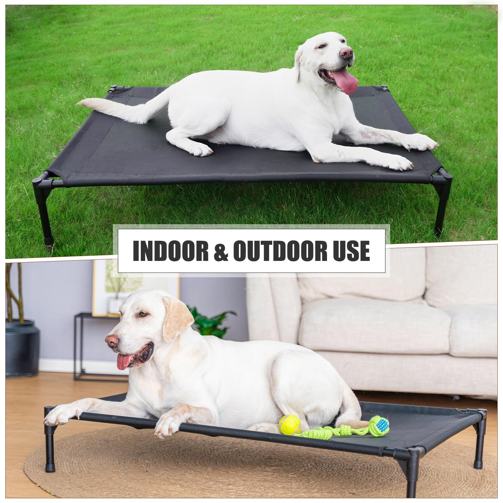 Elevated Dog Bed - Raised Fits Up To 150 Lbs  Heavy Duty Pet With Durable Supportive Mesh Indoor & Outdoor Dark Grey