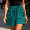 thumbnail image 6 of Bloomae Womens Elastic Waist Wide Leg Shorts Lightweight Drawstring Casual Lounge Short Pants Loose Comfy Summer Beach Vacation Shorts with Pockets, 6 of 10