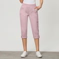thumbnail image 6 of Leesechin Capri Pants for Women High Waisted Cargo Casual Elastic Waist Rolled Hem Summer Capris Pants with Pockets, 6 of 8