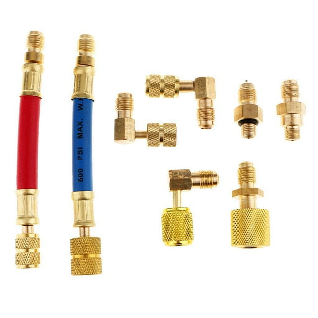 Accesorios Adaptadores Ajustables R134A Acoplador Kit de Manguera de Adaptador de Aire Acondicionado de CA Alto Bajo