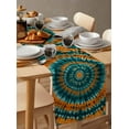 thumbnail image 3 of Teal Orange Burlap Cotton Table Runner 14x72 Inches Long, Ethnic Geometric Art Modern Abstract Farmhouse Table Runners, Outdoor Dining Tablecloths Decor for Baby Shower/Party/Wedding, 3 of 6