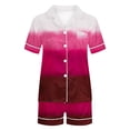 thumbnail image 4 of Pajama Sets for Women Summer Gradient Print Comfortable Pajama Sets Casual Collared Short Sleeve Sleepwear with Shorts Summer Pjs for Women, 4 of 5