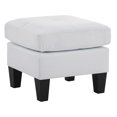 thumbnail image 3 of Contemporary Home Living Upholstered Tufted Faux Leather Ottoman - 23" - White, 3 of 3
