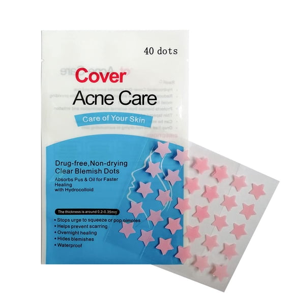 AGRCARE Parche para espinillas y acné, parches hidrocoloides para espinillas faciales, parches para acné, pegatinas transparentes para acné (paquete de 2)