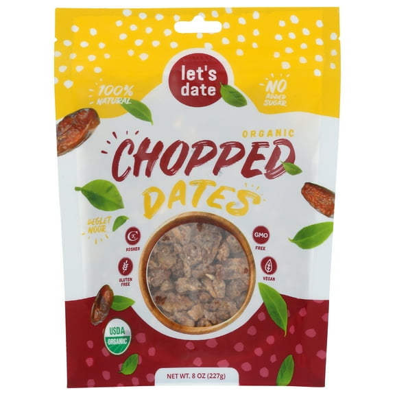 Pack of 6, Lets Date Organic Chopped Dates, 8 oz