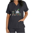 thumbnail image 5 of lcziwo 2025 Scrub Tops for Women St. Patrick's Day Stretchy Scrubs Summer Casual V Neck Shrits Holiday Short Sleeve Work Top with Pockets Black L Vacation Sales, 5 of 7