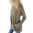thumbnail image 6 of Nlife Women Solid Color Front Pocket Long Sleeve Autumn Casual Top, 6 of 8