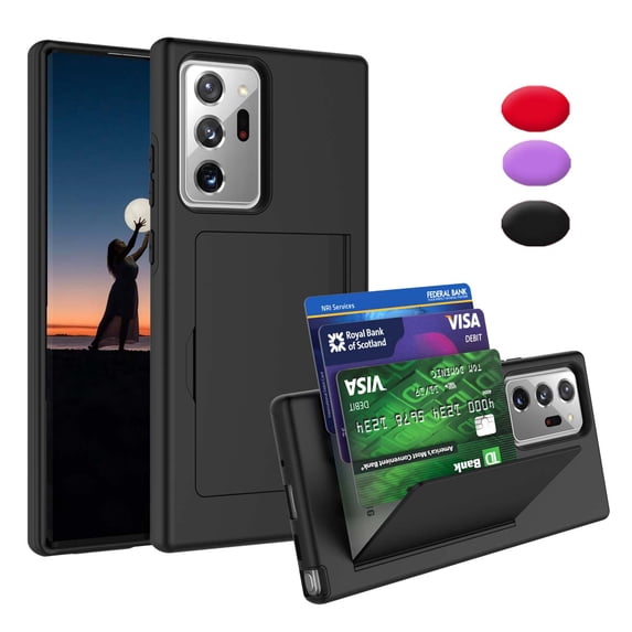 Galaxy Note 20 Ultra Wallet Phone Case, Takfox Galaxy Note 20 Ultra Shockproof Hard PC & TPU Armor Protective Case with 3 Cards ID Holder Slots Storage Cover for Samsung Galaxy Note 20 Ultra, Black