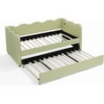 thumbnail image 6 of Twin to King Size Daybed with Trundle, Hidden Wave Shaped Day Bed Sofa Couch Frame with USB Port, Wood Salt Support No Box Spring Needed, Green, 6 of 9