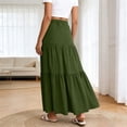thumbnail image 4 of FengLS Women's Summer Midi Skirt Tiered Flowy High Waist Maxi Skirt Casual Solid Color A-Line Ankle Length Skirt, 4 of 6