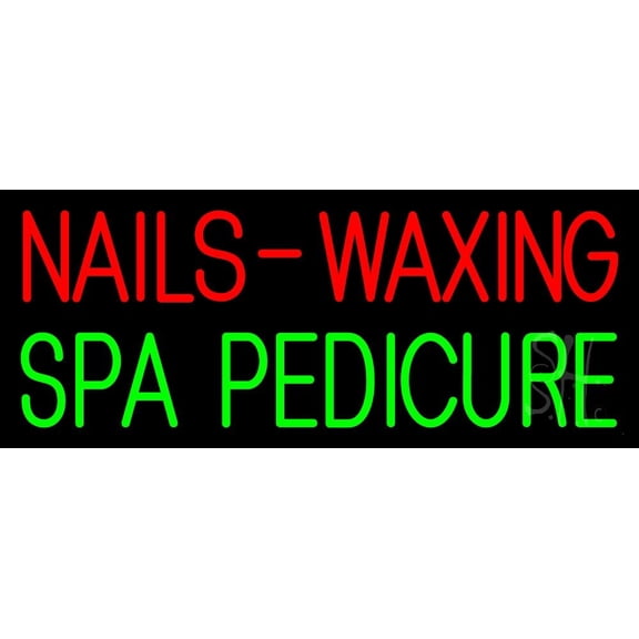 Nails Waxing Spa Pedicure LED Neon Sign 10 x 24 - inches, Black Square Cut Acrylic Backing, with Dimmer - Bright and Premium built indoor LED Neon Sign for Spa interior decor and storefront.