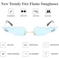 thumbnail image 2 of Gafas de sol Damas Hombre Retro Wave Gafas sin montura Vintage Fire Shape Gold Metal Rimless Glasses (Azul) oso de fresa Hogar, 2 of 5