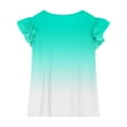 thumbnail image 3 of Lmnyox Girls Summer Shirts Ruffle Cap Sleeve Gradient Tee Shirt Kids Cute Crew Neck Casual Tunic Blouses, 3 of 8