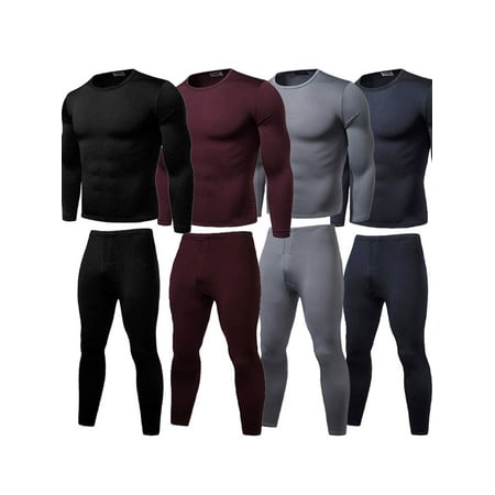 

Sunisery Mens Thermal Underwear Set Winter Fleece Lined Long Johns Men Warm 2pcs Tops Bottom Cotton