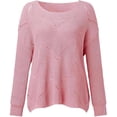 thumbnail image 5 of Sweaters for Women 2025 Fall Winter Long Sleeve Crewneck Hollow Out Knit Sweater Jumper Top Womens Pullover Sweaters, 5 of 7