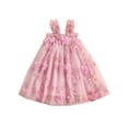 thumbnail image 2 of Musuos Toddler Girl's Cami Tulle Dress 6M 12M 18M 24M 3Y 4Y Square Neck Sleeveless 3D Flower Leaf Embroidery Summer Princess Dress, 2 of 9