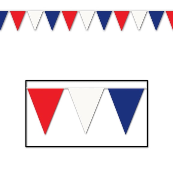 Beistle Red Blue White Outdoor Pennant Banner, 17 by 30-Feet