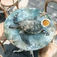 thumbnail image 3 of Retro Sea Turtles Round Fitted Table Cover Oceans Sea Stars Corals Animals Waterproof Table Cloth with Elastic Edge Wipeable Tablecloth for Picnic Camping Party Fits 45"-54" Diameter, 3 of 8