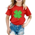 thumbnail image 2 of Girls St Patricks Day Shirt Size 14 Crew Neck Short Sleeve Irish Shamrock Clover Fashionable Tee Tops Clothes for Girls Size 18-24 Months, 2 of 3