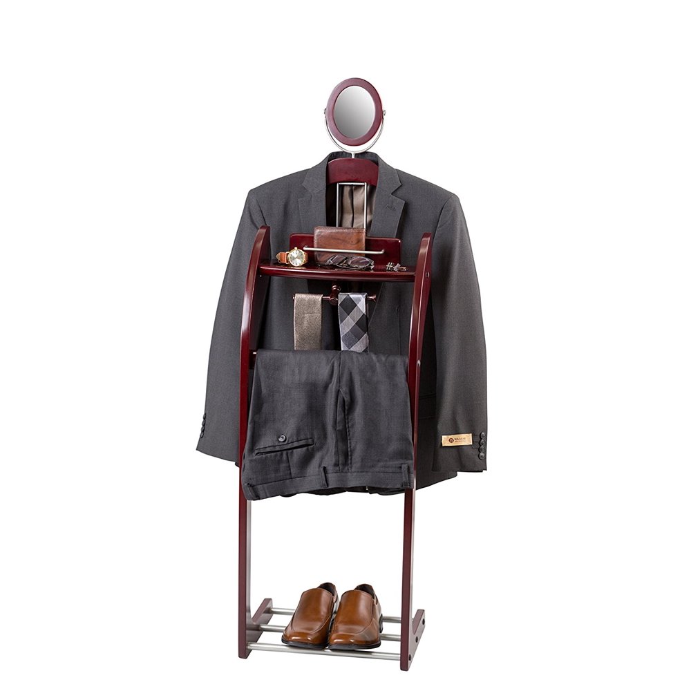 ClosetMate Beautiful Solid Hardwood Executive Clothes Valet Stand with