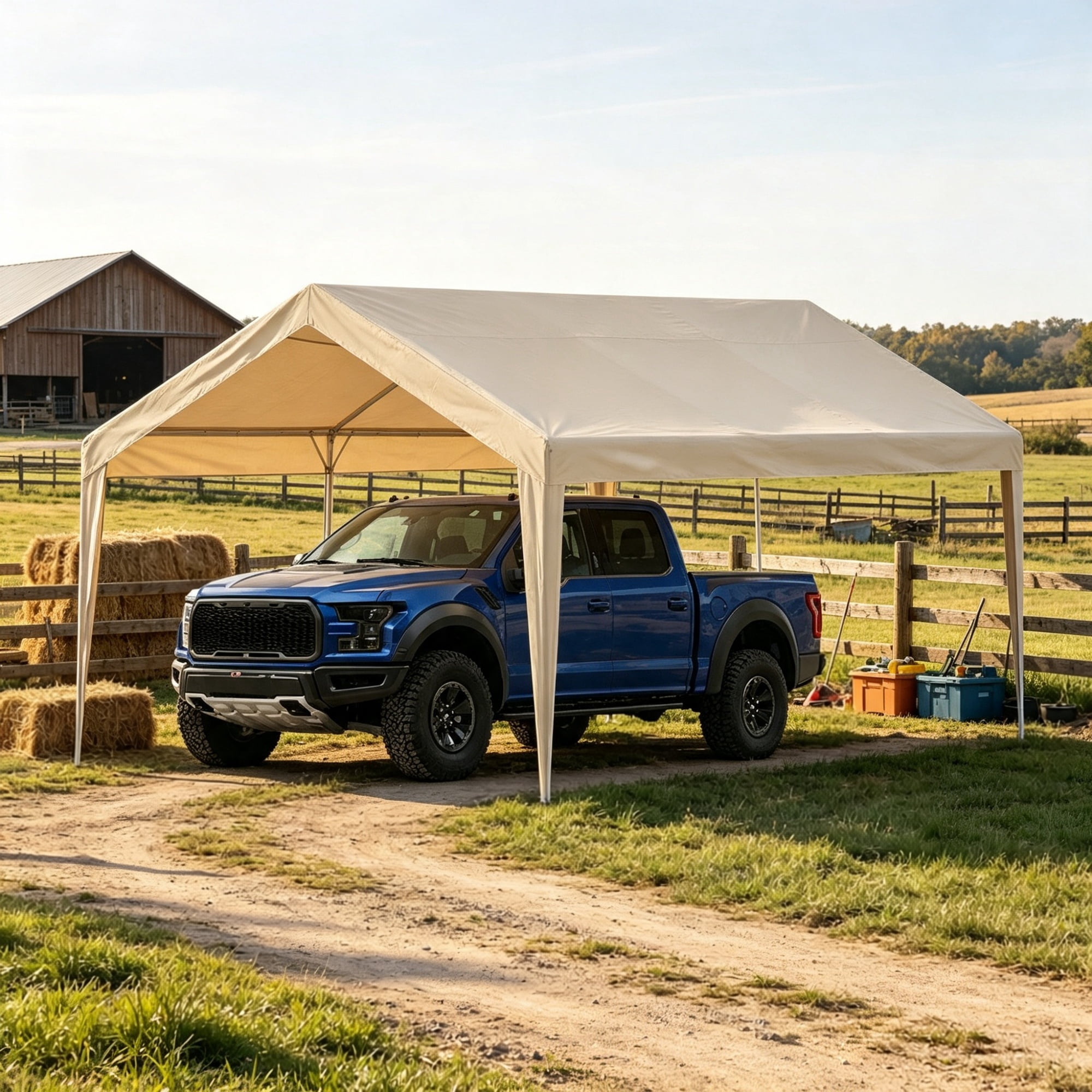 10 x 20 ft Carport Replacement Canopy Cover, Heavy-Duty Waterproof Garage Top Tarp with Ball Bungees (Only Top Cover, Frame Not Include)