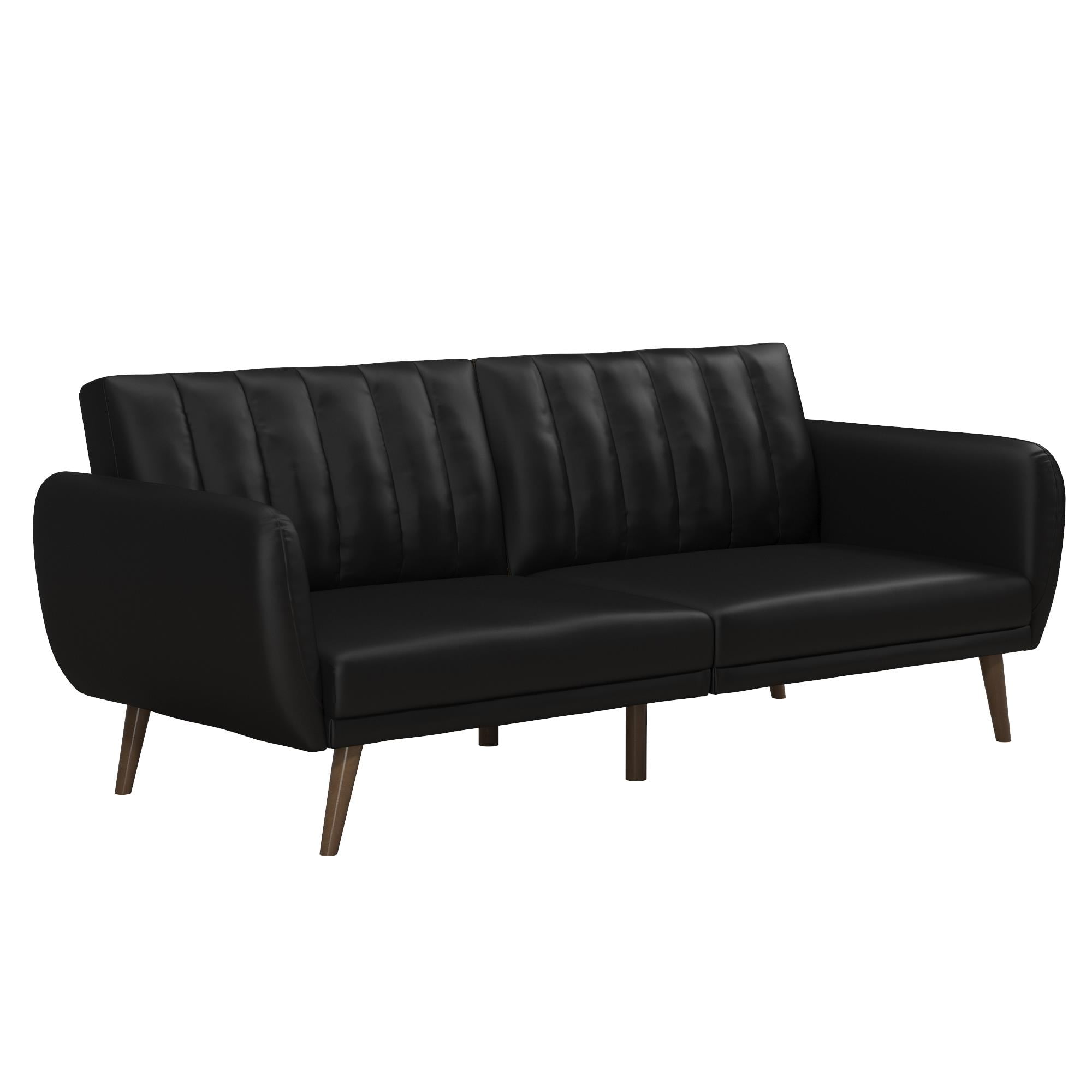 Novogratz Brittany Futon, Black Faux Leather