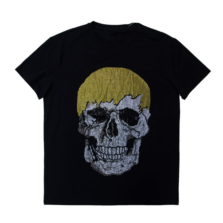HEADS OR TAILS Men's Rhinestone Graphic T-Shirt, Skull HEADS OR TAILS Men's Rhinestone Graphic T-Shirt, Skull