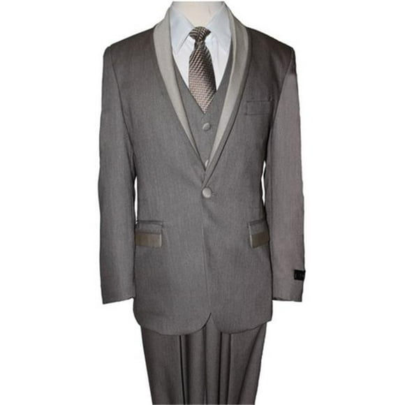 Tazio 1 Button Vested Notch Lapel Boys Suits, Cafe - 2