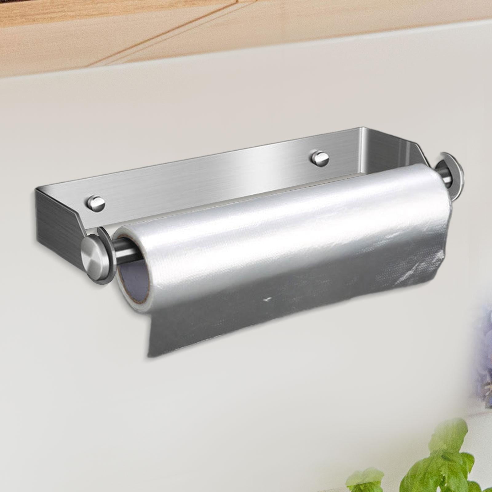 Baoblaze Paper Towel Holder Heavy Duty Wall Mounted for Office Bathroom Under Cabinet A
