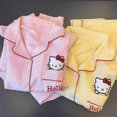 thumbnail image 2 of Cross border spring and autumn new yellow plaid girl Hello Kitty printed pajamas fashion comfortable long sleeve pants wholesale, 2 of 5