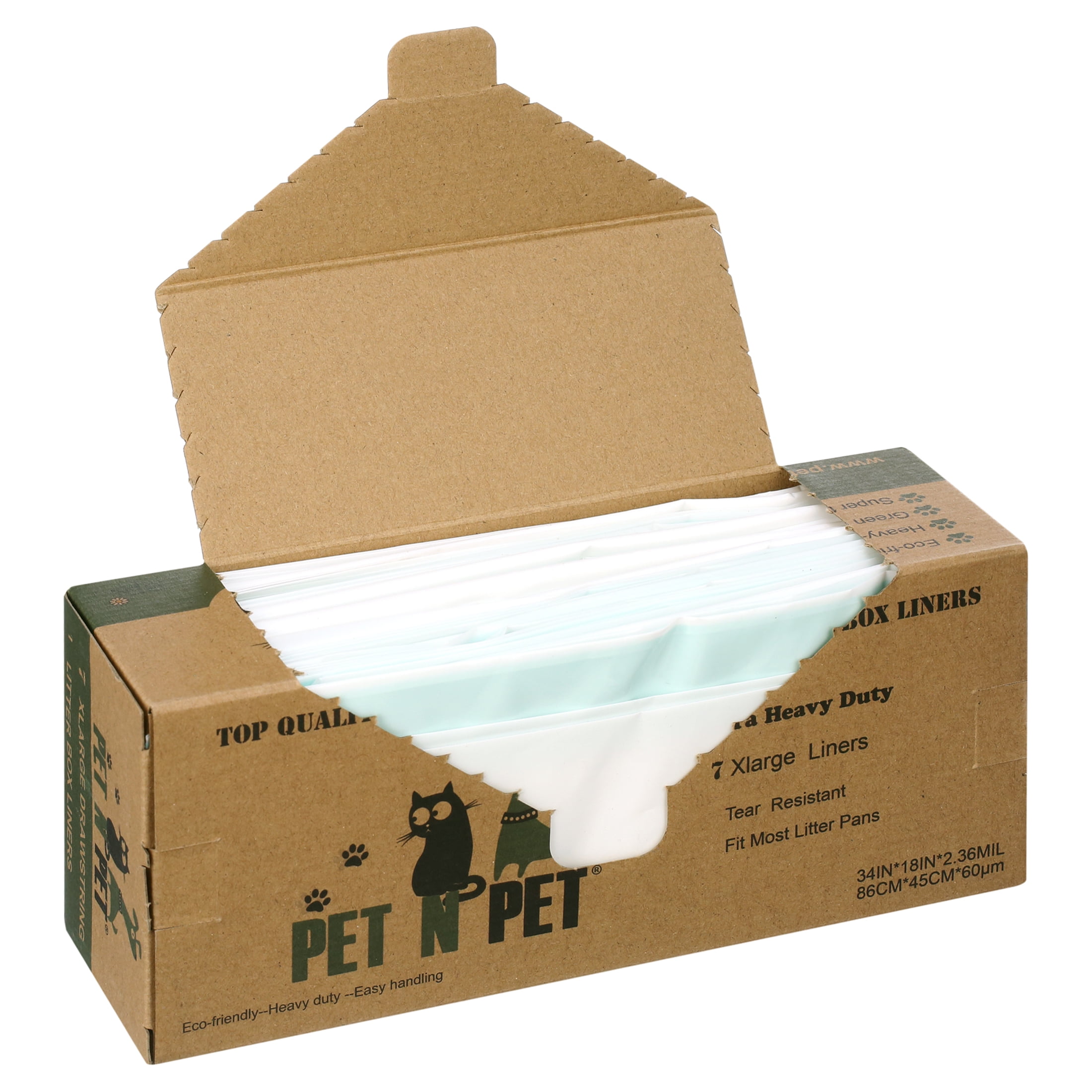 "PET N PET Cat Litter Box Liners,Drawstring Litter Liner Bag,Extra Large Size,Pan Liners 7 Counts"