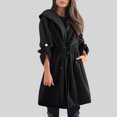 thumbnail image 2 of MIUOWANP Puffer Jacket Womens XS Women's Solid Color Lapel Button Cardigan Long Sleeved Top Jacket Black XL, 2 of 5