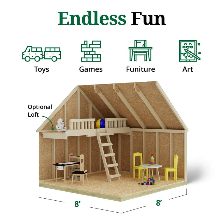 Little Cottage 8x8 Cape Cod Playhouse with Floor and Loft