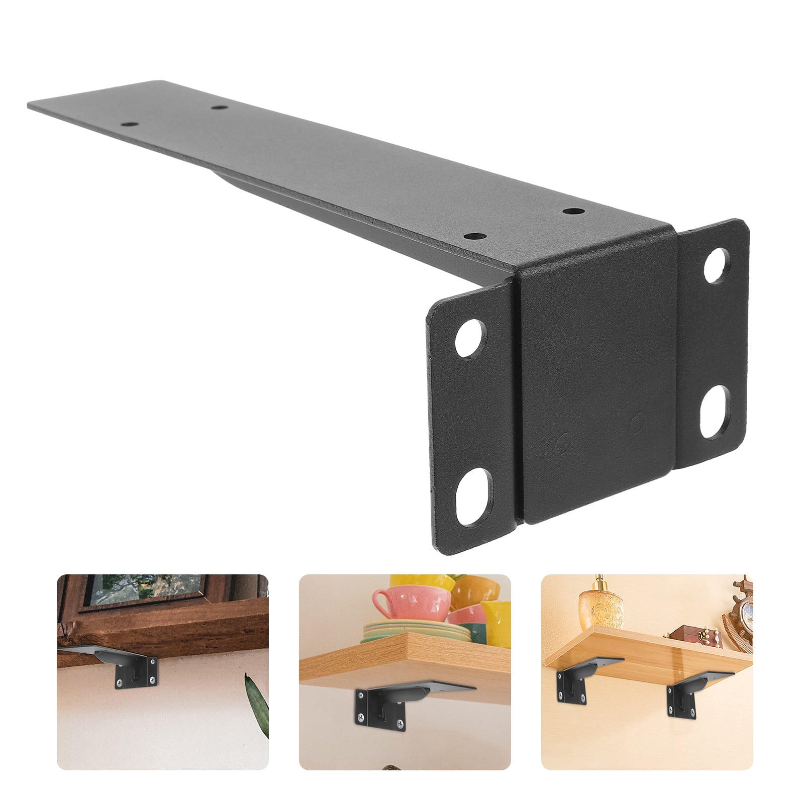 NICERIO Black Metal L Bracket for Glasses Heavy Duty Floating Shelf 2Pcs