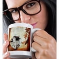 thumbnail image 2 of 3drose, Classic Woody Grunge Art with Surfer and Palm Tree and Old Surfer Car, 11oz Magic Transforming Mug, 2 of 7