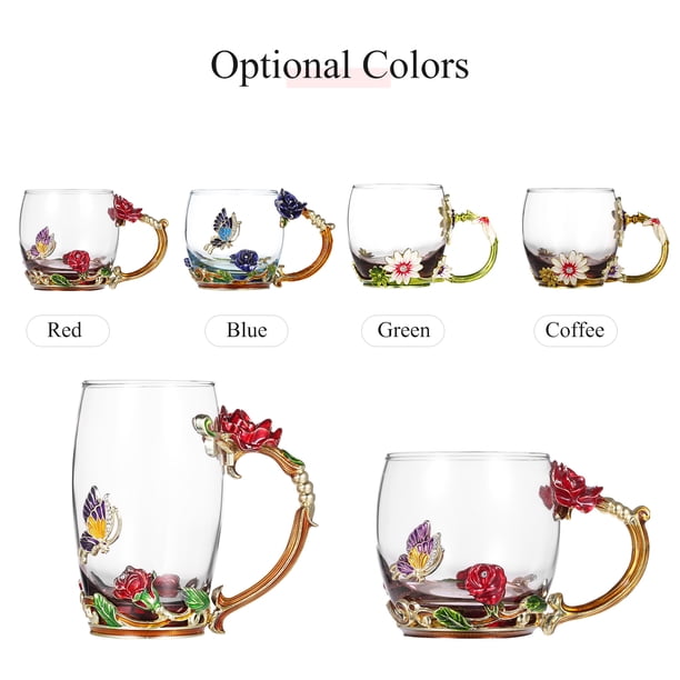Beber Café Crisantemo Esmalte Artesanía Taza De Agua Taza De Bebida Con Diseño De Taza De Té Y Café Con Cuchara Juego De Paño De Limpieza 350ML
