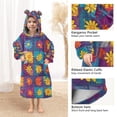 thumbnail image 3 of FORMRS Wearable Blanket Hoodie with Sleeves for Kids Cozy Flannel Sweatshirt, Colorful Checkered Daisy, 3 of 7