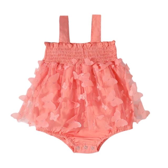 MIASHUI Barboteuse Robe d'Été Sans Manches Décontractée en Maille pour Bébés Filles, Rouge Melon D\'eau, 18-24 Mois