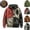 Khaki, variant on Mens Halloween Graphic Hoodie Vintage Distressed Patchwork Long Sleeve Hooded Sweatshirt with Pocket for Party Daily Wear