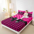 thumbnail image 2 of Manfei Cartoon Cute Bow Fitted Sheet Full,Geometric Plaid Buffalo Bed Set,3 Pieces,1 Fitted Sheet and 2 Pillowcases, 2 of 6