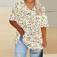 thumbnail image 5 of Hauts d'Été Grande Taille pour Femmes Rondes Manches Courtes T-Shirt Décontracté Mignon Ample Tendance pour Sortir T-Shirts Multicolores, TG, 5 of 5