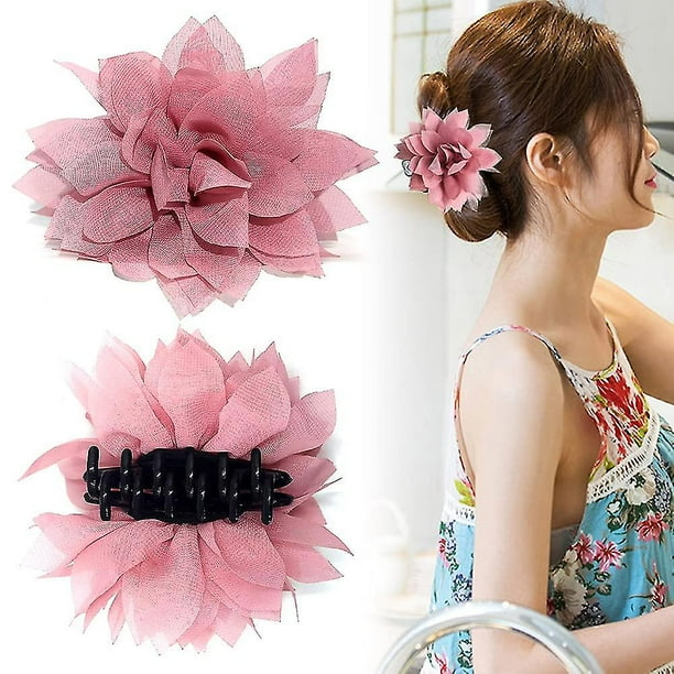 Pinzas en forma de garra para el pelo para mujer, pinzas de plátano medianas, pasadores de pelo de pétalos de flores para mujeres y niñas, accesorios para el cabello para cabello grueso ShuxiuWang 8390606316073