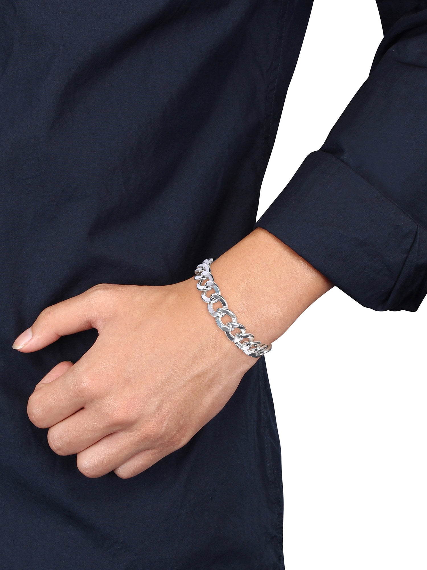 Everly Sterling Silver Curb Chain Men's Bracelet
