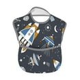 thumbnail image 2 of Hirioo Space Cars for Baby Waterproof Pocket Bib Adjustable Closed for Babies Toddlers with Large Pocket 6-24Months, 2 of 8