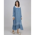 thumbnail image 3 of Moomaya Women's Rayon Nightdress | Square Neck A-Line Sleepwear | Printed Mid-Calf Nightgown With Lace & Frills, 3 of 8