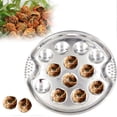 thumbnail image 1 of Snail Escargot Plate Stainless Steel Thickend Snail Dishes 12 Compartment Holes Tong Set Food Plate, 1 of 4