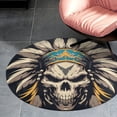 thumbnail image 4 of Indian Devil Skull Round Carpet Circle Rug Outdoor Patio Area Rug Washable Large Area Rugs Hallway Room Decor Fitness Mats, 4 of 8