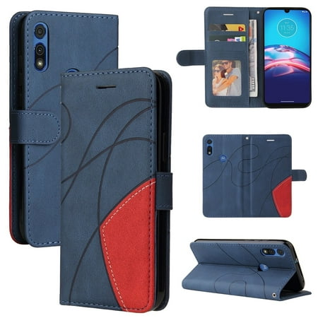 Case for Motorola Moto E 2020 Leather Wallet Book Flip Folio Stand View Cover - Blue