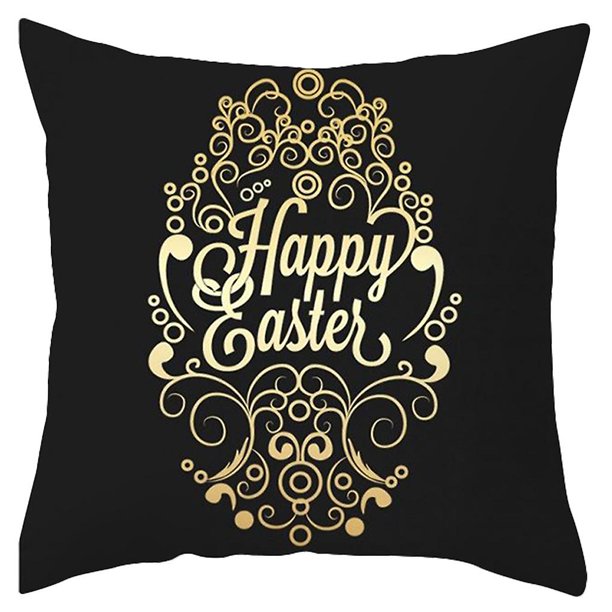 45x45 cm Feliz Pascua Almohada decorativa para el caso Conejo Huevos de conejito Impreso Funda de cojín de poliéster festivo para el sofá Cama del coche